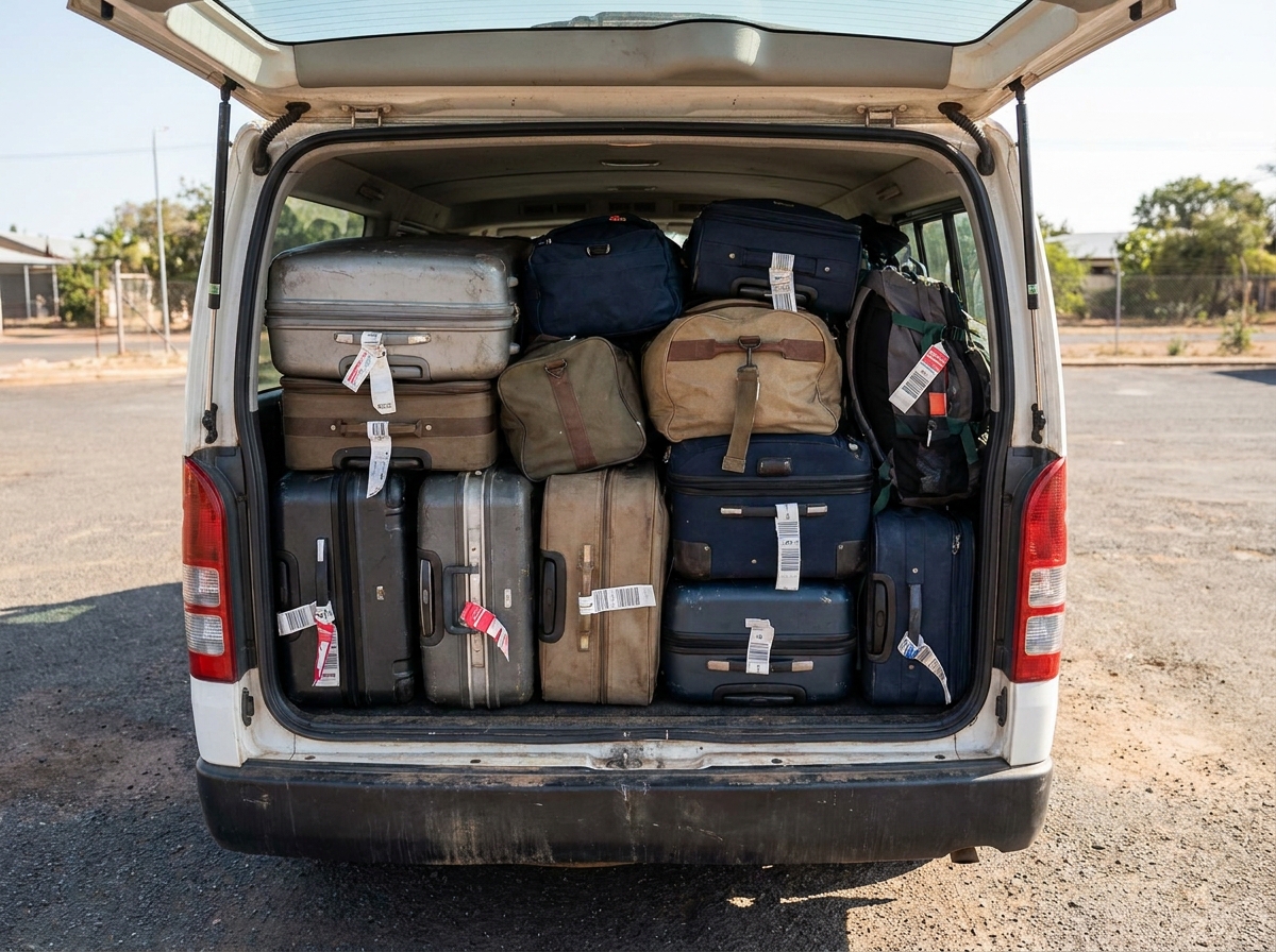 Toyota HiAce luggage hold with 12 bags