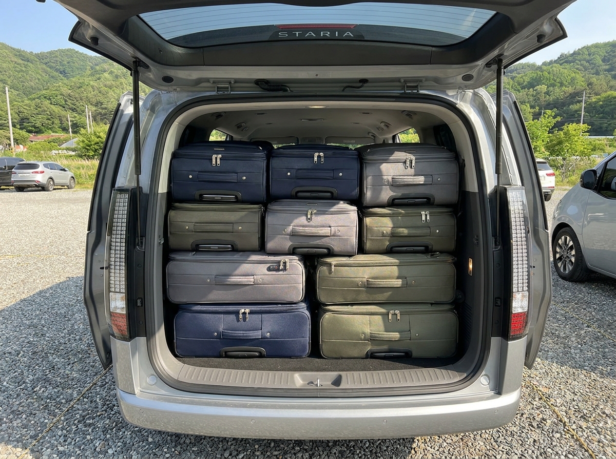 Hyundai Staria rear storage with 7 bags